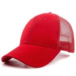 Wholesale High Quality Cotton Panel Trucker Cap One Color | Red