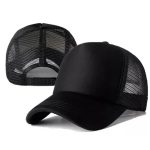 Wholesale High Quality Foam 5 Panel Trucker Cap with Mesh One Color | Black