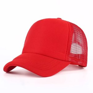 Wholesale High Quality Foam 5 Panel Trucker Cap with Mesh One Color | Red
