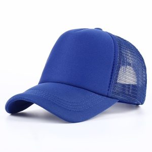 Wholesale High Quality Foam 5 Panel Trucker Cap with Mesh One Color | Royal blue