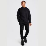 Plain High Quality Sweatshirt & Jogger Pair on Wholesale | Black
